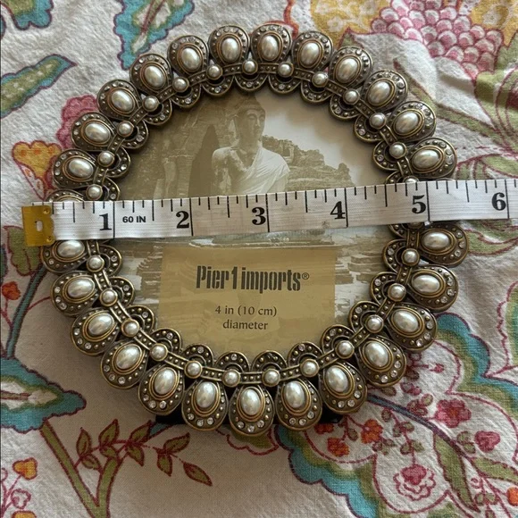Pier 1 Ornate Pearl and Bronze Round Frame - Picture 3 of 3